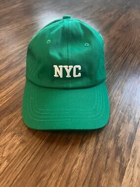 Green NY Baseball Cap White Embroidered Letters Metal Clasp Back